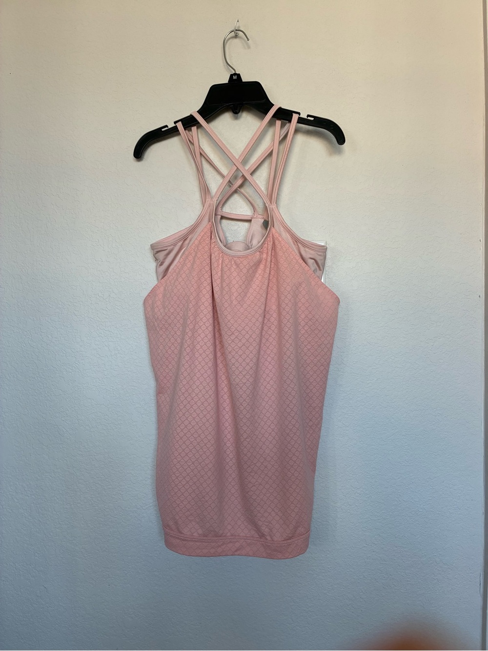 Athleta Pink Strappy Built-In Bra Workout Tank Top Size Large
